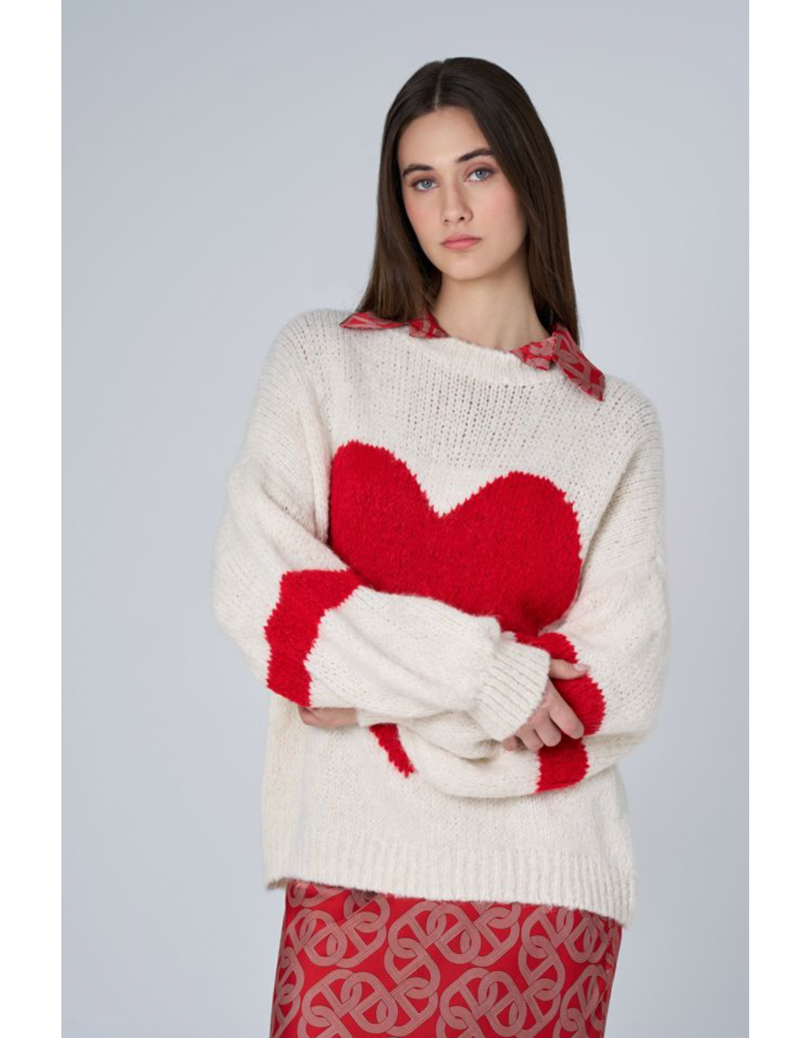 Astrid Astrid - Heart Sweater (Cream / Red)