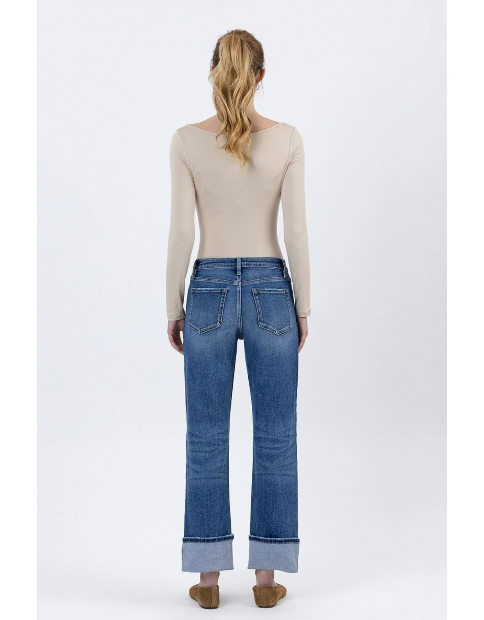 VERVET VERVET - High Rise Cuffed Ankle Straight Jeans (Benefactor)