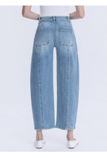 VERVET VERVET - High Waist Tie Crop Wide Barrel Jeans (Inspirational)