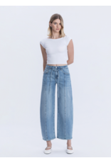 VERVET VERVET - High Waist Tie Crop Wide Barrel Jeans (Inspirational)