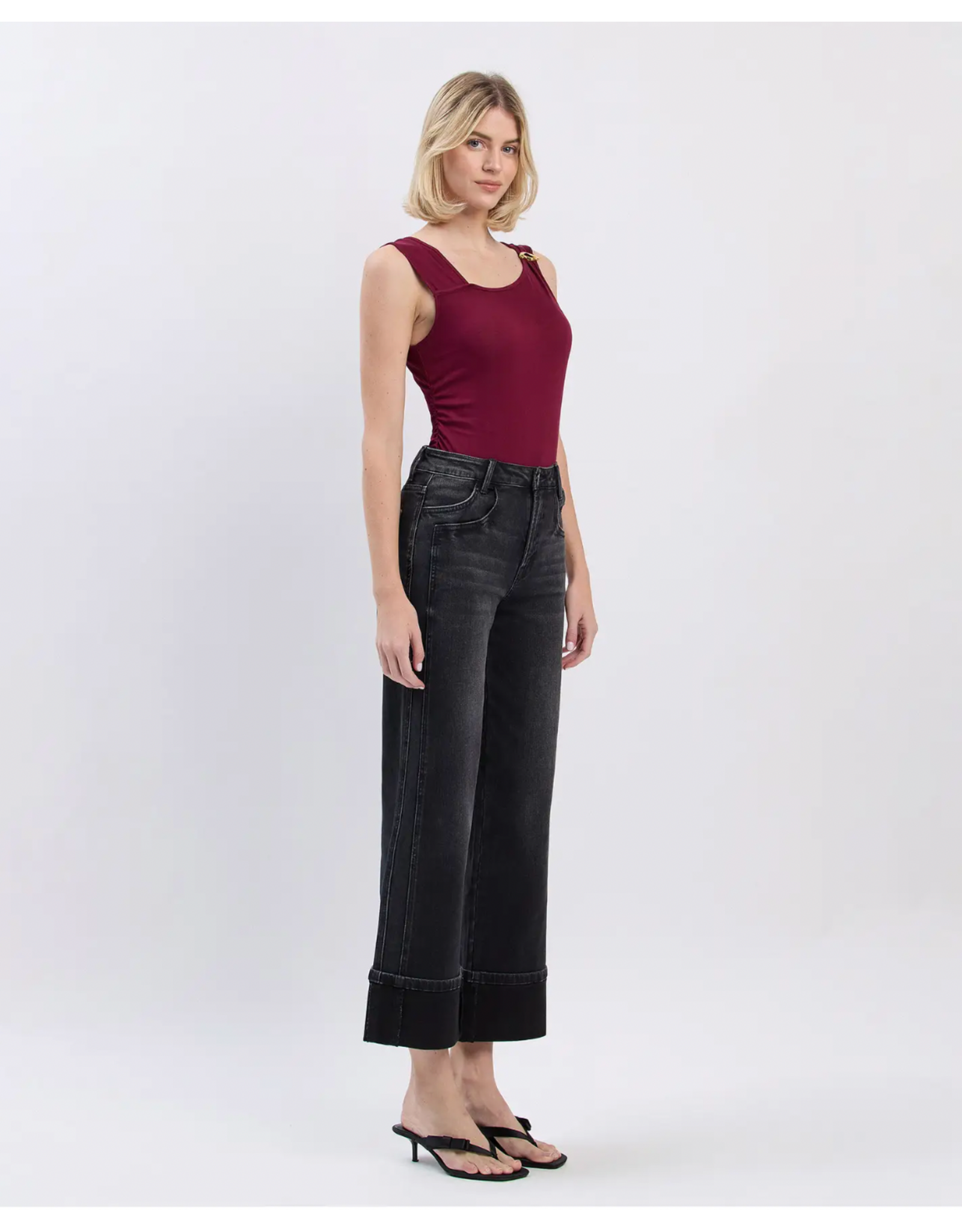 VERVET VERVET - High Rise Cuffed Baggy Wide Leg (Black)
