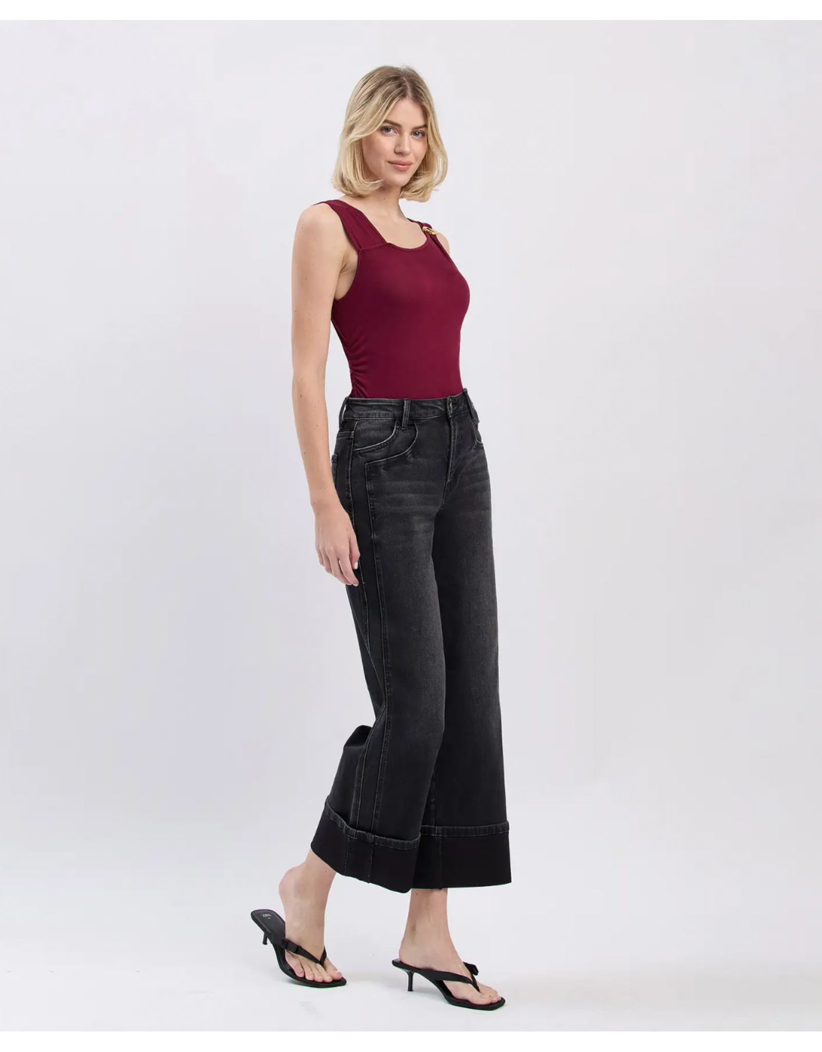 VERVET VERVET - High Rise Cuffed Baggy Wide Leg (Black)