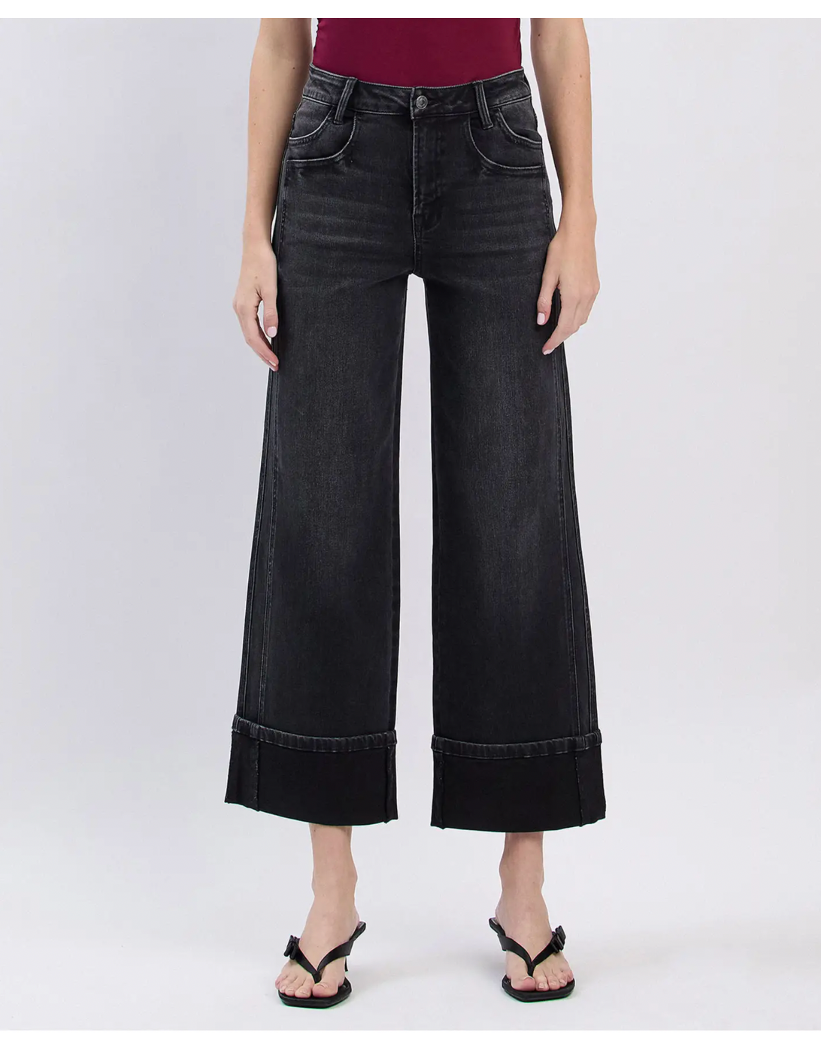 VERVET VERVET - High Rise Cuffed Baggy Wide Leg (Black)