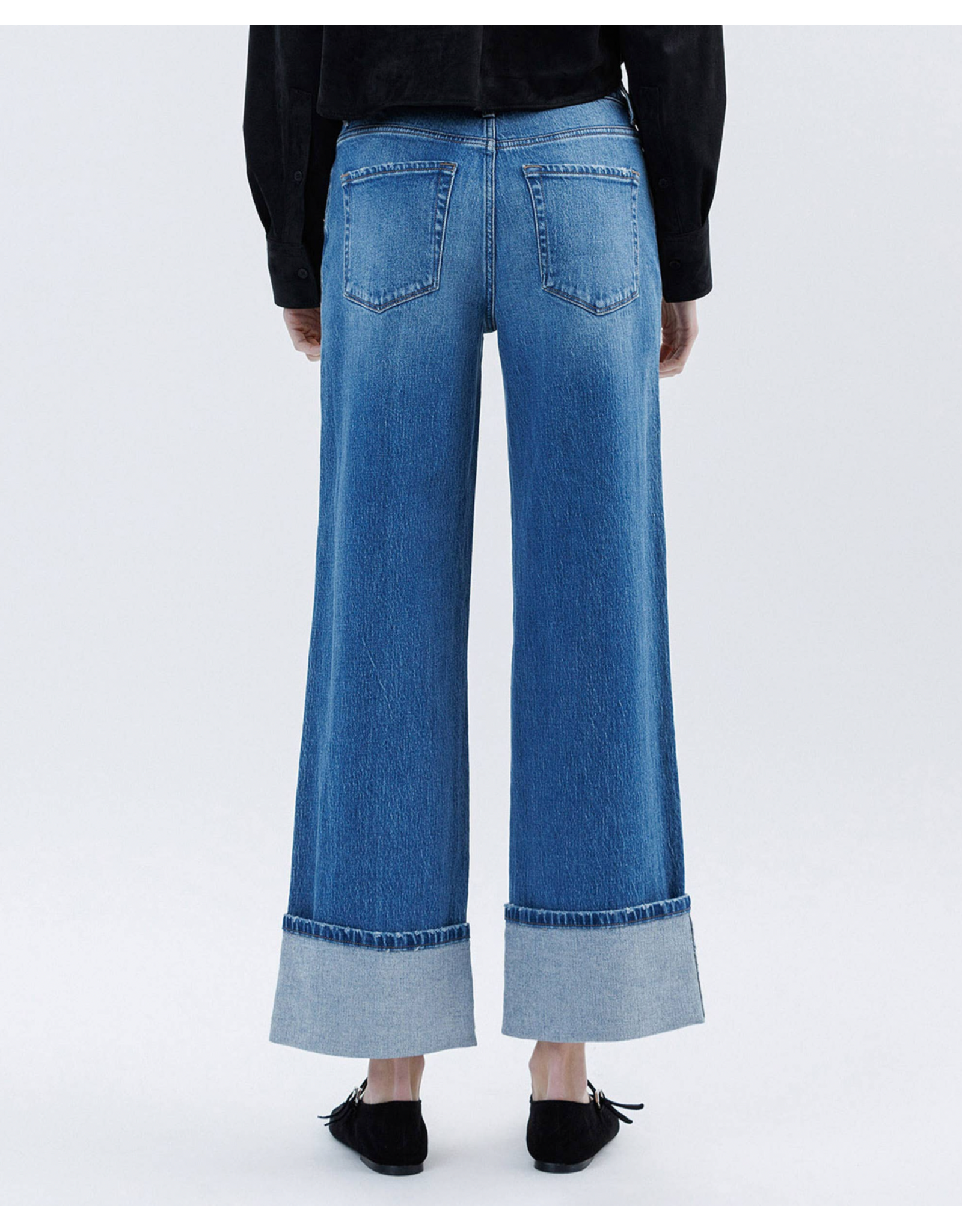 VERVET VERVET - High Rise Cuffed Baggy Wide Leg (Dark Denim)