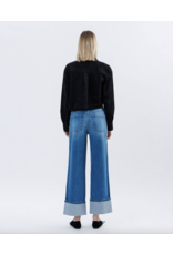 VERVET VERVET - High Rise Cuffed Baggy Wide Leg (Dark Denim)