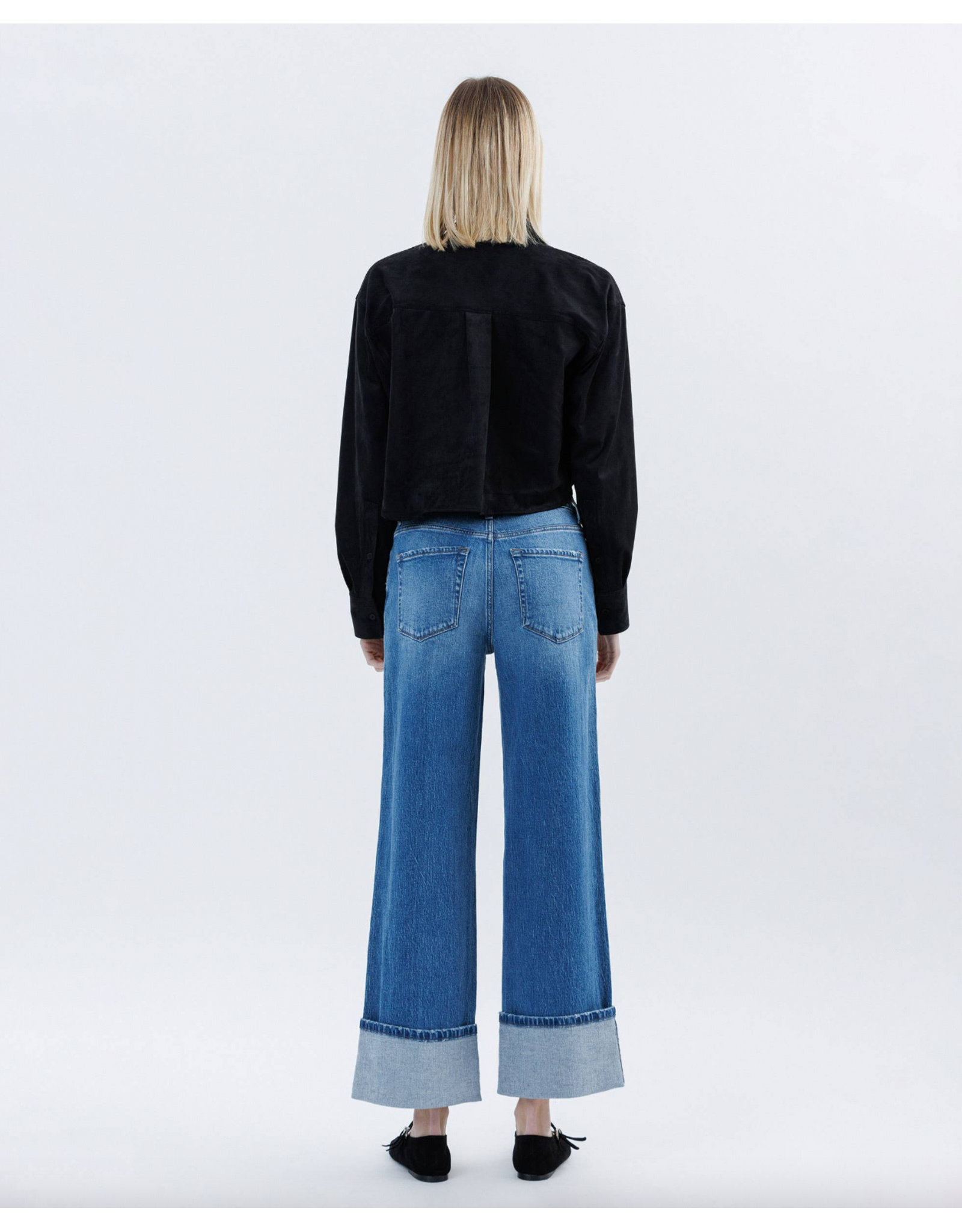 VERVET VERVET - High Rise Cuffed Baggy Wide Leg (Dark Denim)