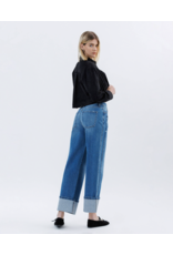 VERVET VERVET - High Rise Cuffed Baggy Wide Leg (Dark Denim)