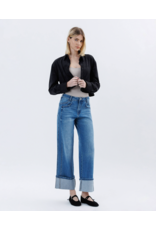 VERVET VERVET - High Rise Cuffed Baggy Wide Leg (Dark Denim)