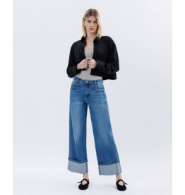 VERVET VERVET - High Rise Cuffed Baggy Wide Leg (Dark Denim)
