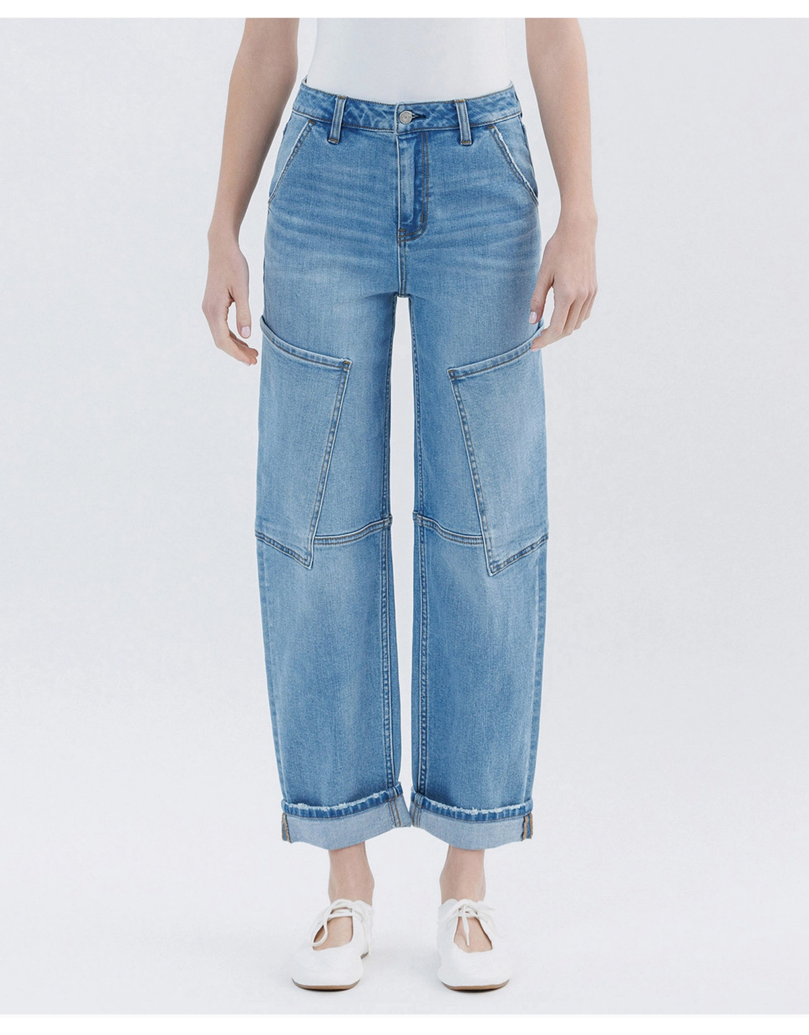 VERVET VERVET - Kate Super High Rise Utility Barrel Leg Jeans (Augustine)