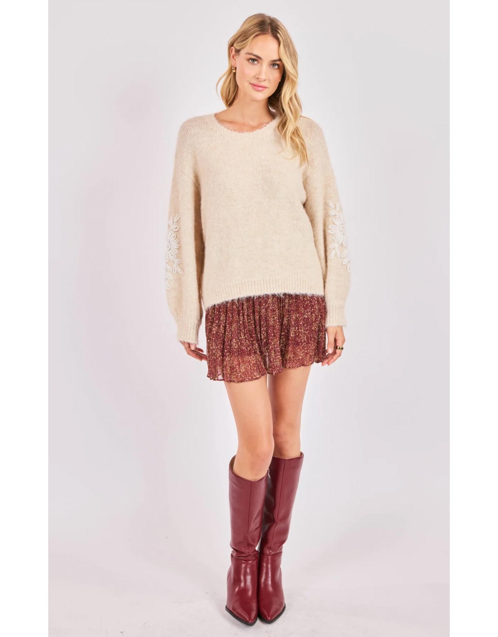 Sadie & Sage Sadie & Sage - Tinsley Hand Embroidered Sweater (Ivory)