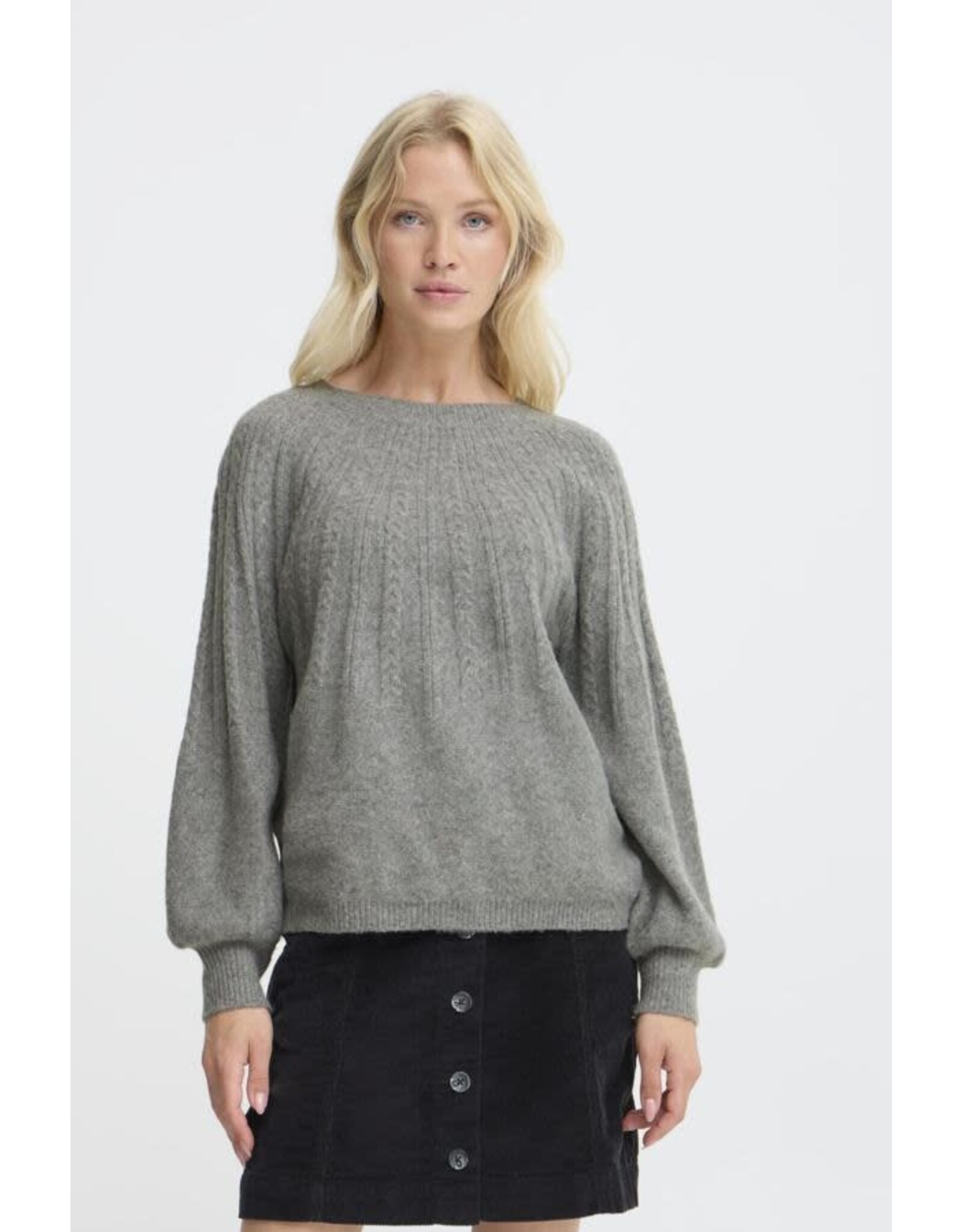 b.young b.young - Magge Cable Jumper (Mid Grey Melange)