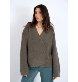 RD Style RD Style - Egaltine Long Sleeve Asymmetric Cardigan (Mushroom)