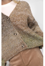 Sadie & Sage Sadie & Sage - Smiley Ombre Fuzzy Knit Cardigan (Olive Brown)