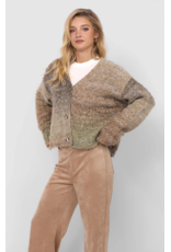 Sadie & Sage Sadie & Sage - Smiley Ombre Fuzzy Knit Cardigan (Olive Brown)