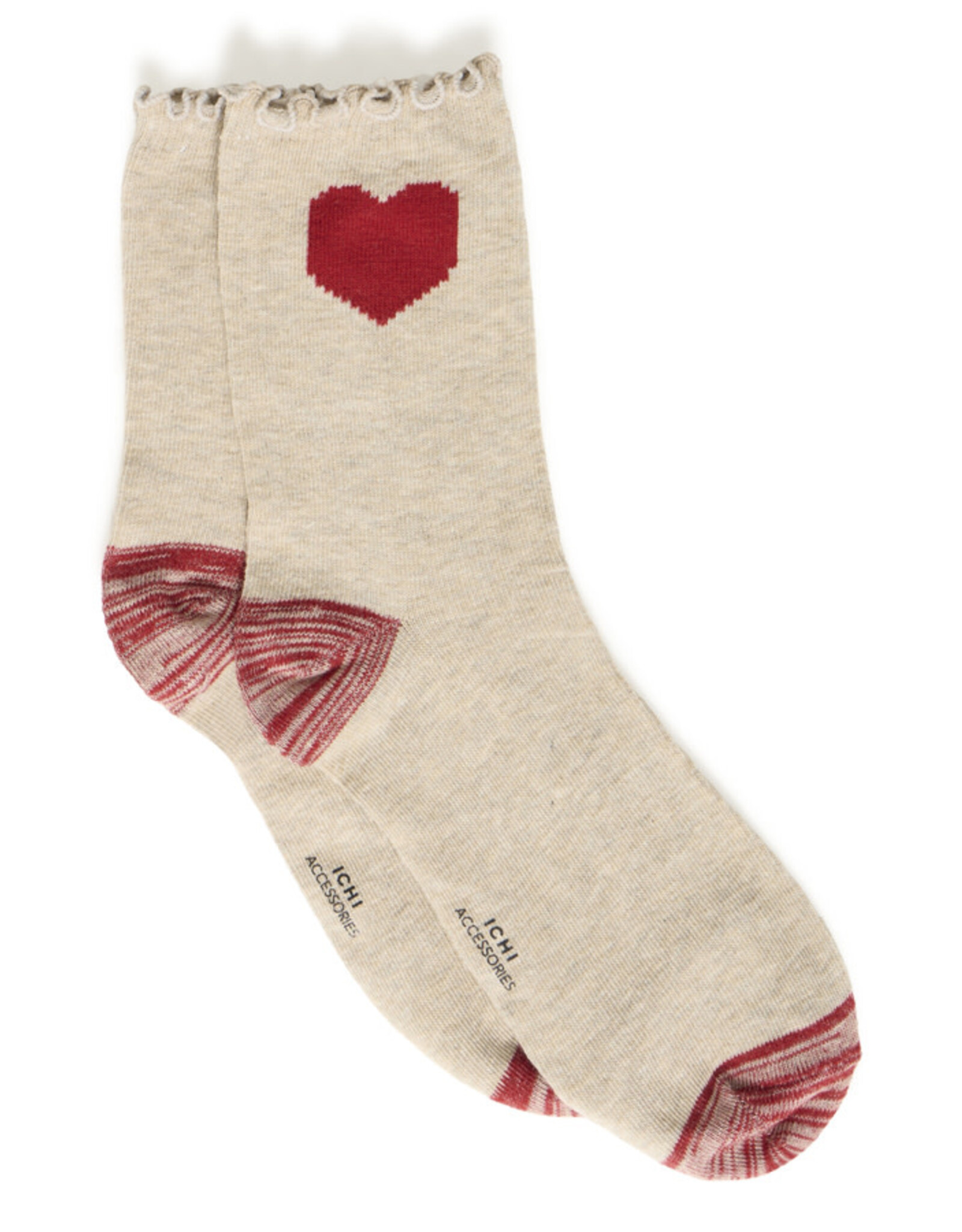 ICHI ICHI - Benno Heart Socks (Oatmeal)
