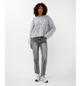 EsQualo Esqualo - Boxy Cable Knit Sweater (Light Grey)