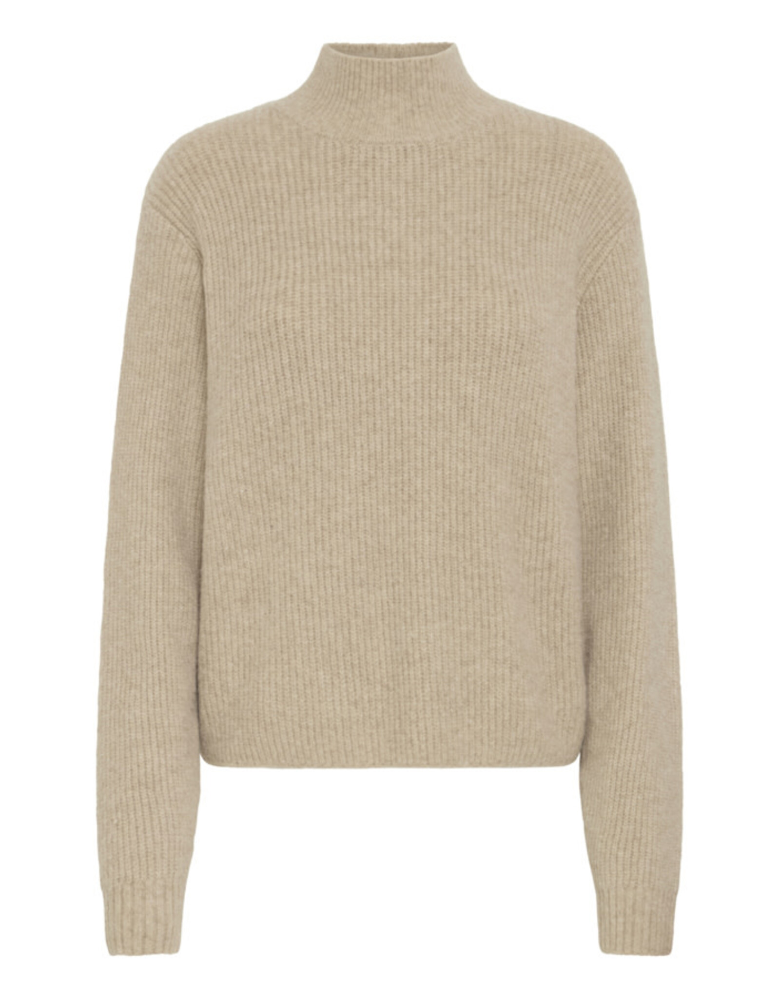ICHI ICHI - Ducie Rollneck Pullover with Split Back Detail (Oatmeal)
