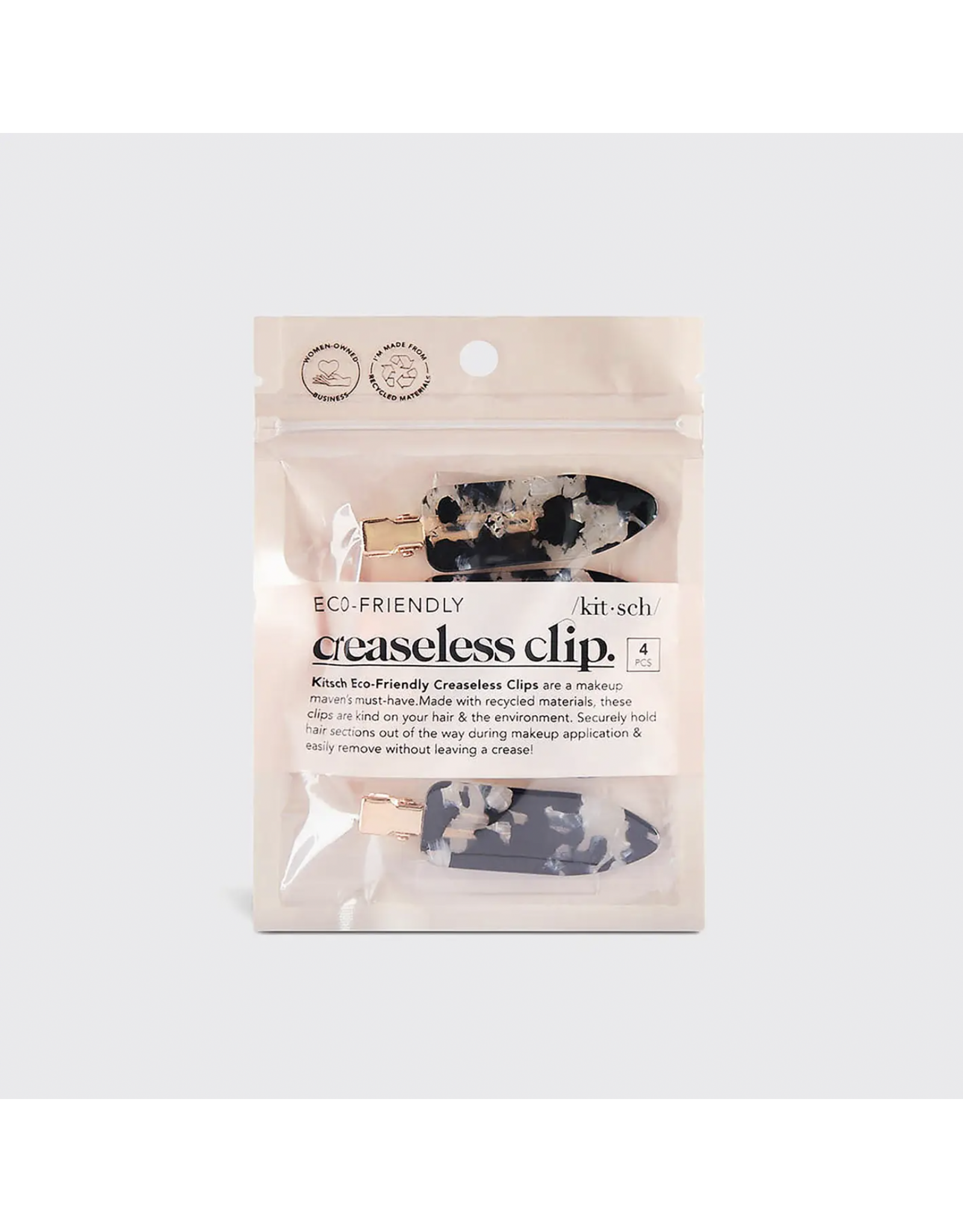 kitsch Kitsch - Eco-Friendly Creaseless Clips 4pc Set - Black Terrazzo