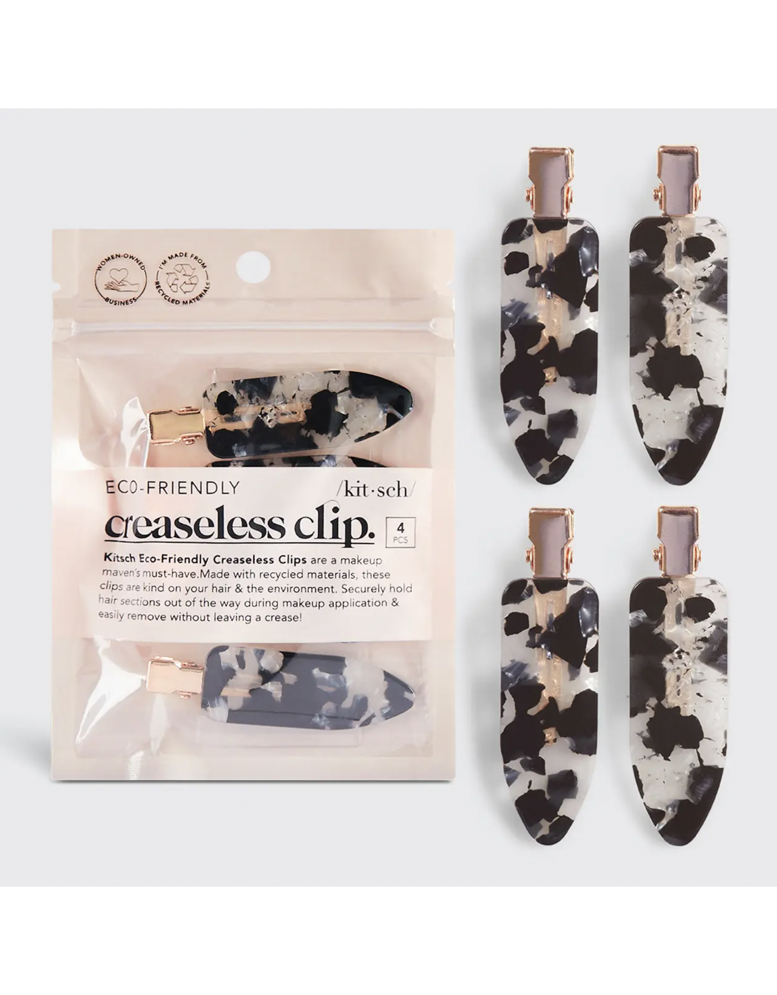 kitsch Kitsch - Eco-Friendly Creaseless Clips 4pc Set - Black Terrazzo