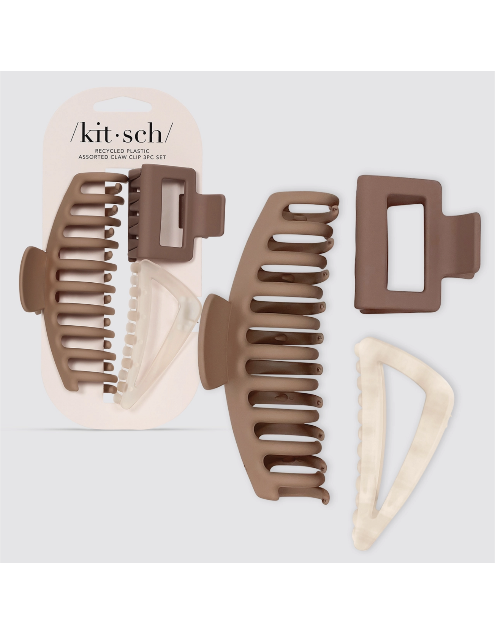 kitsch Kitsch - Recycled Plastic Assorted Claw Clip 3pc - Oversized