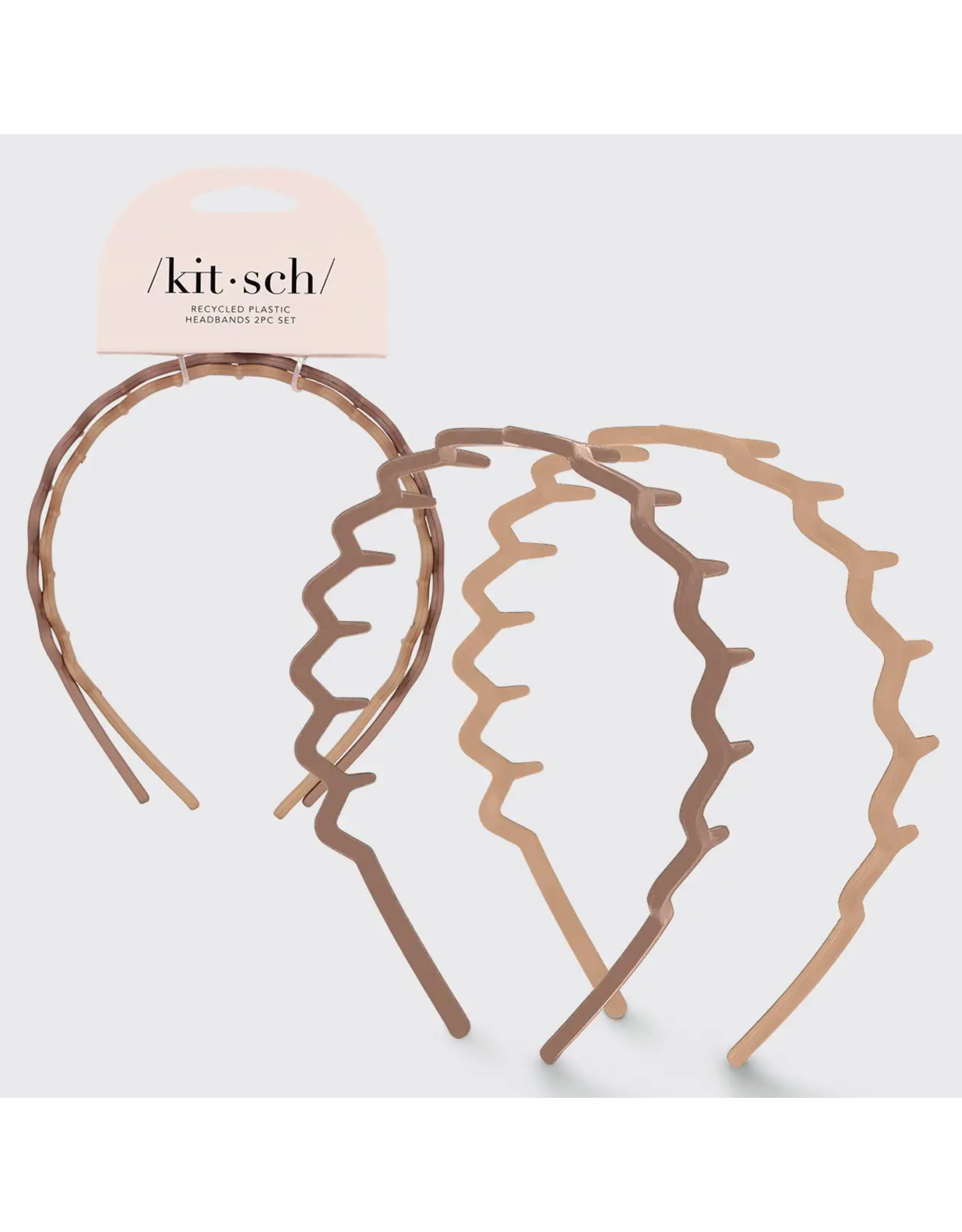 kitsch Kitsch - Recycled Plastic Zig Zag Headband 2pc - Neutral