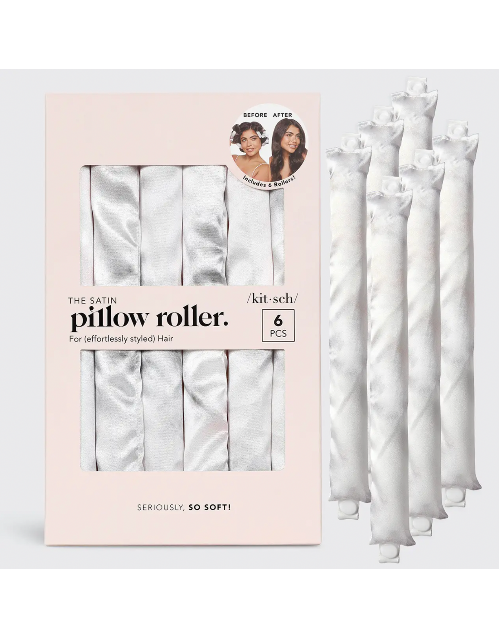 kitsch Kitsch - Satin Heatless Pillow Rollers 6pc (Soft Marble)