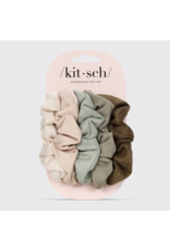 kitsch Kitsch - Assorted Textured Scrunchies 5pc Set (Eucalyptus)