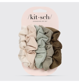 kitsch Kitsch - Assorted Textured Scrunchies 5pc Set (Eucalyptus)