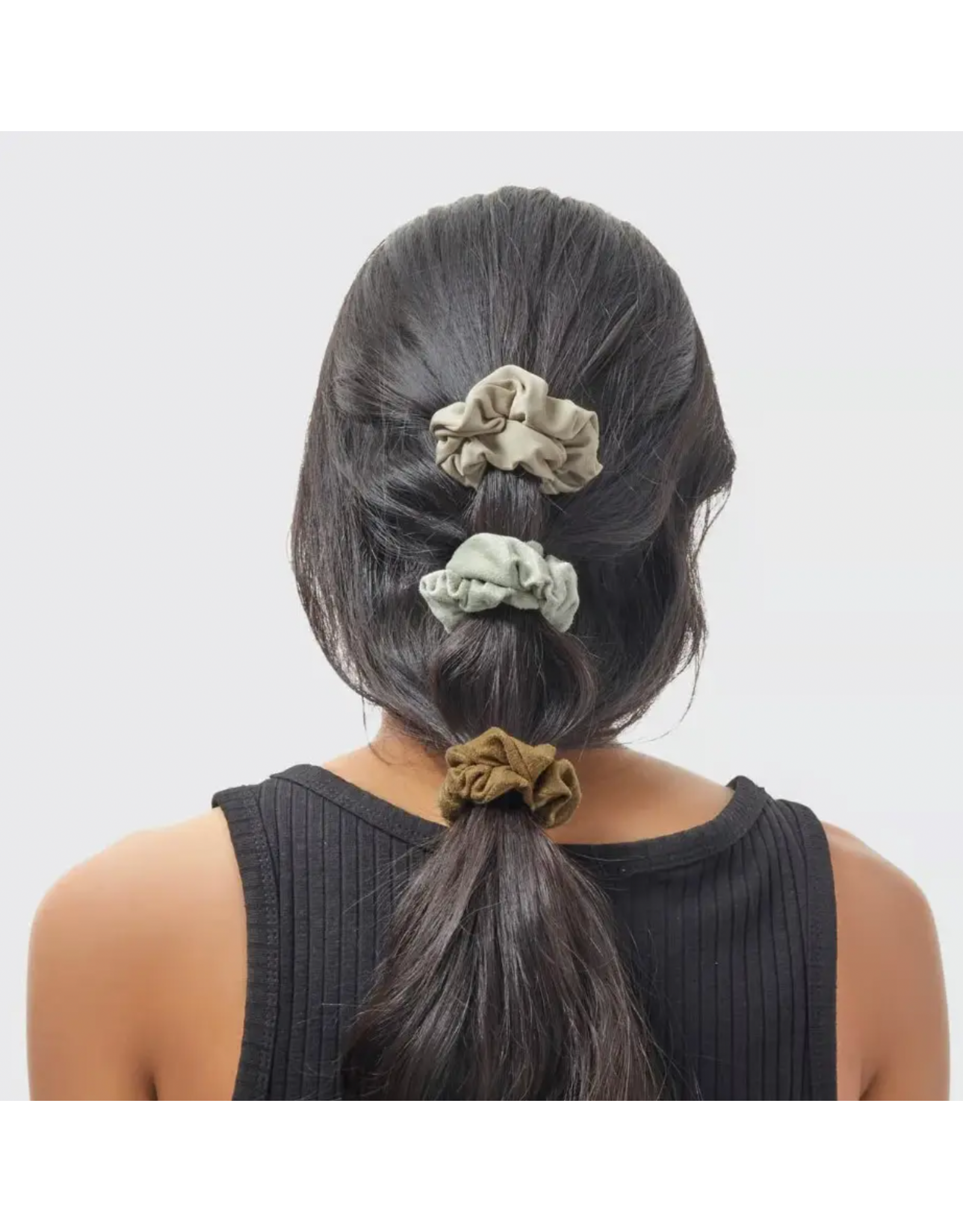 kitsch Kitsch - Assorted Textured Scrunchies 5pc Set (Eucalyptus)