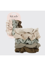 kitsch Kitsch - Assorted Textured Scrunchies 5pc Set (Eucalyptus)