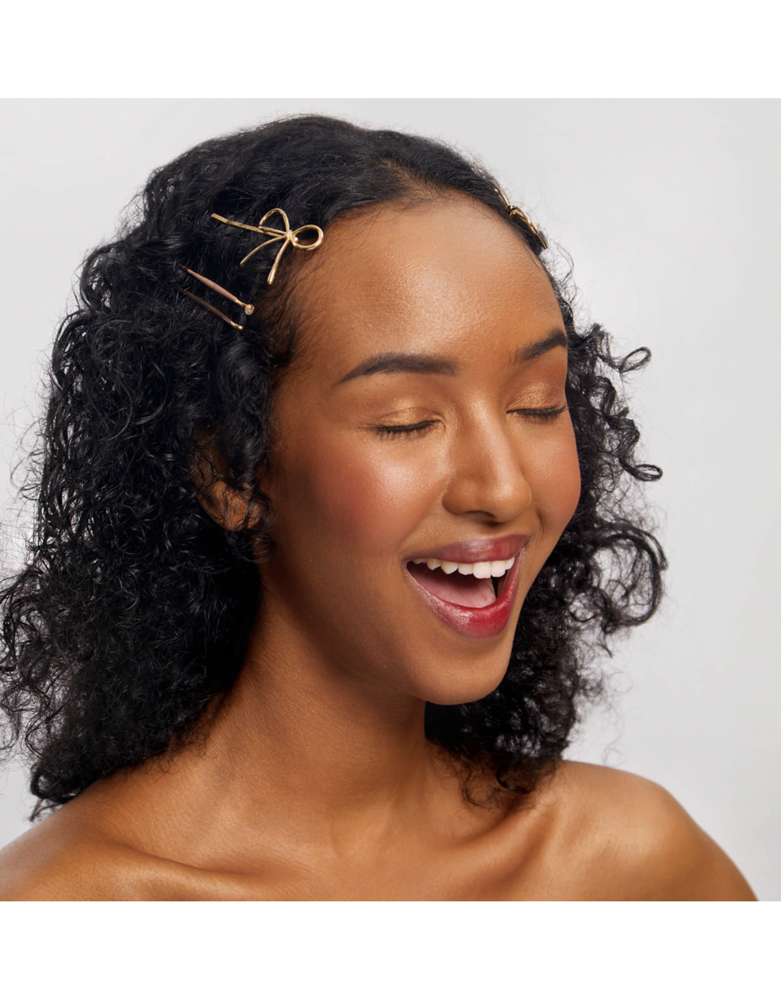 kitsch Kitsch - Metal Enamel Cloud & Bow Bobby Pins 8pc Set - Rosewood