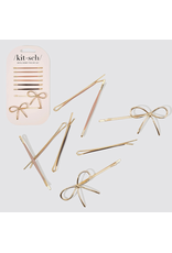 kitsch Kitsch - Metal Enamel Cloud & Bow Bobby Pins 8pc Set - Rosewood