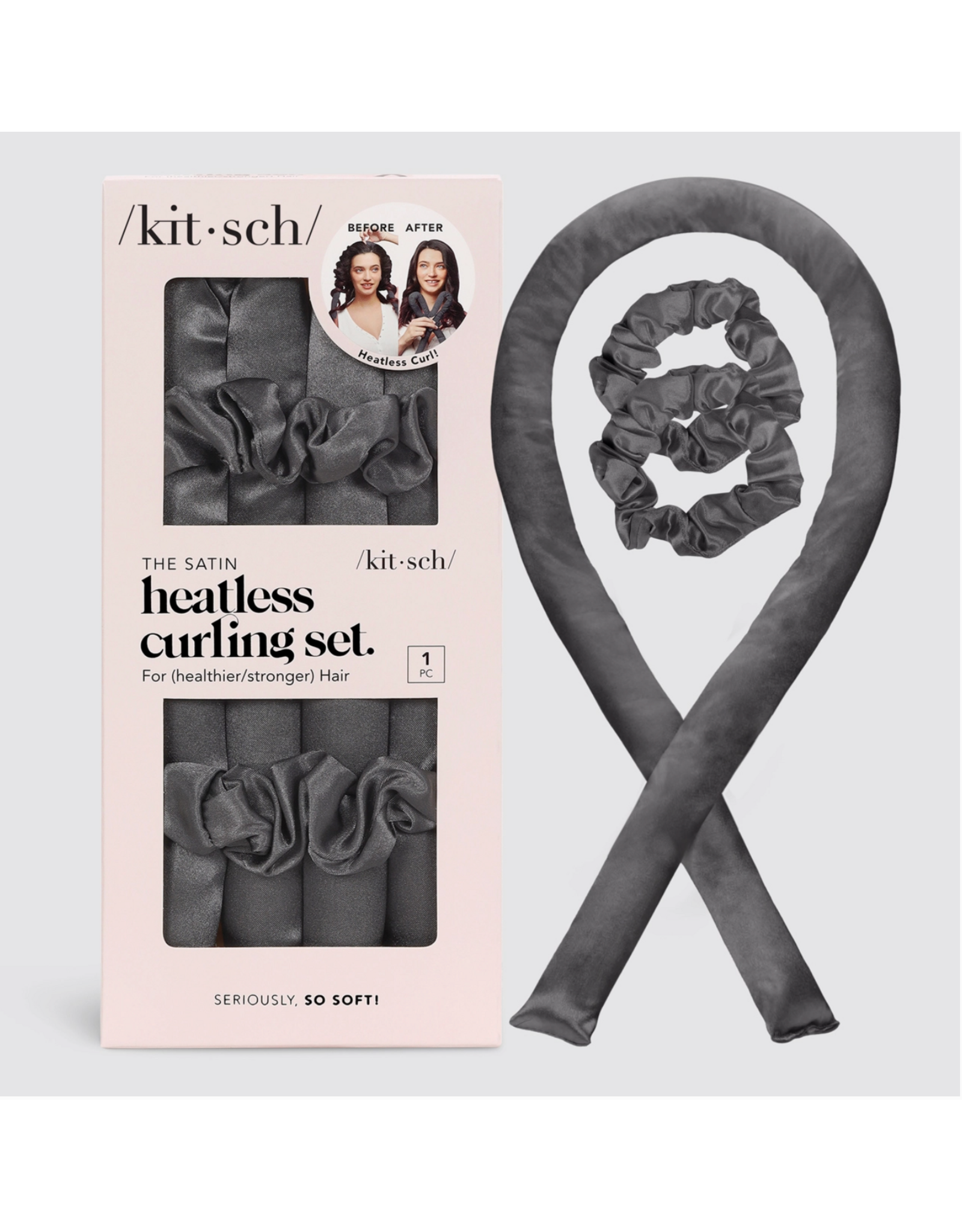 kitsch Kitsch - Satin Heatless Curling Set (Charcoal)