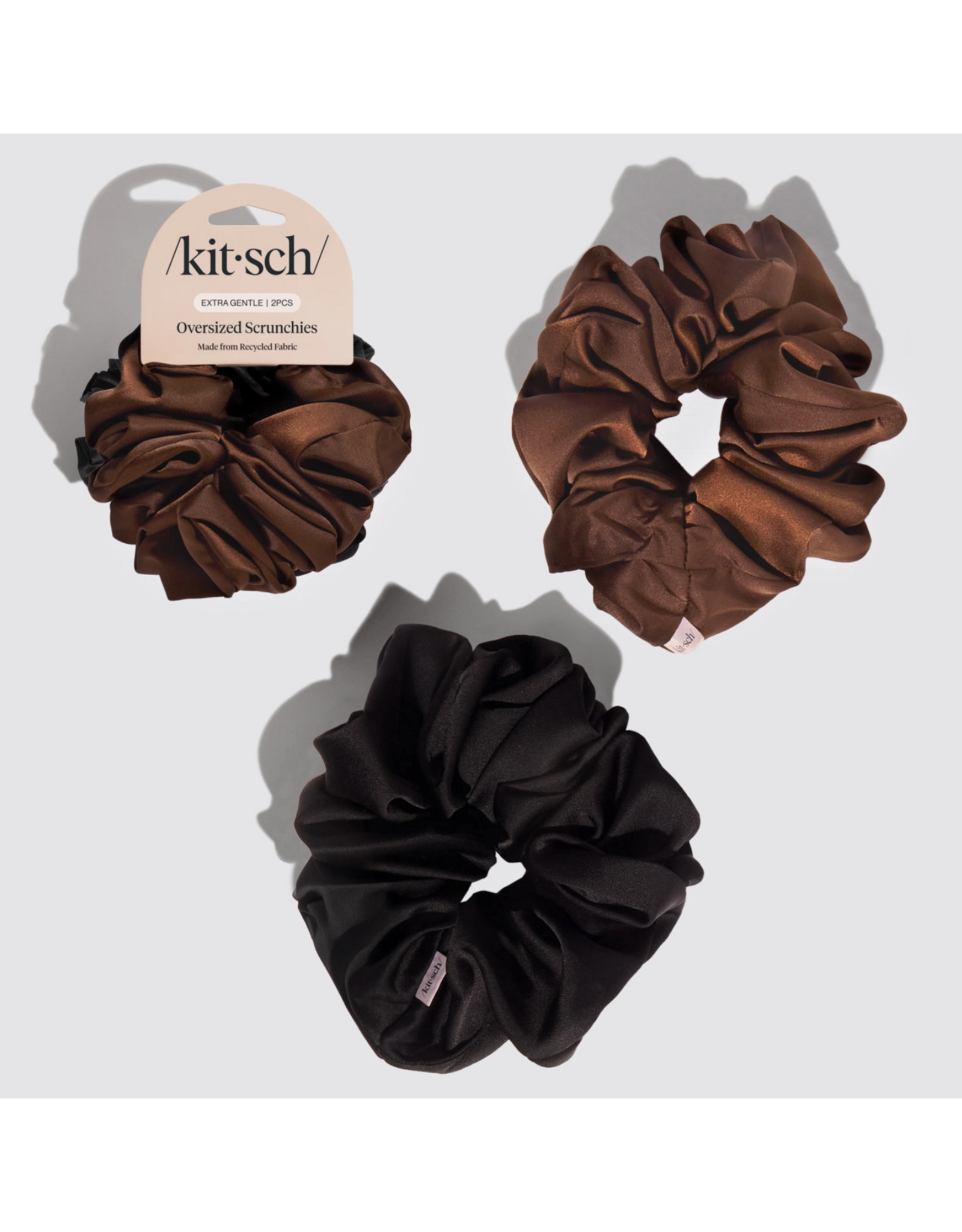 kitsch Kitsch - Black & Chocolate Oversized Scrunchies