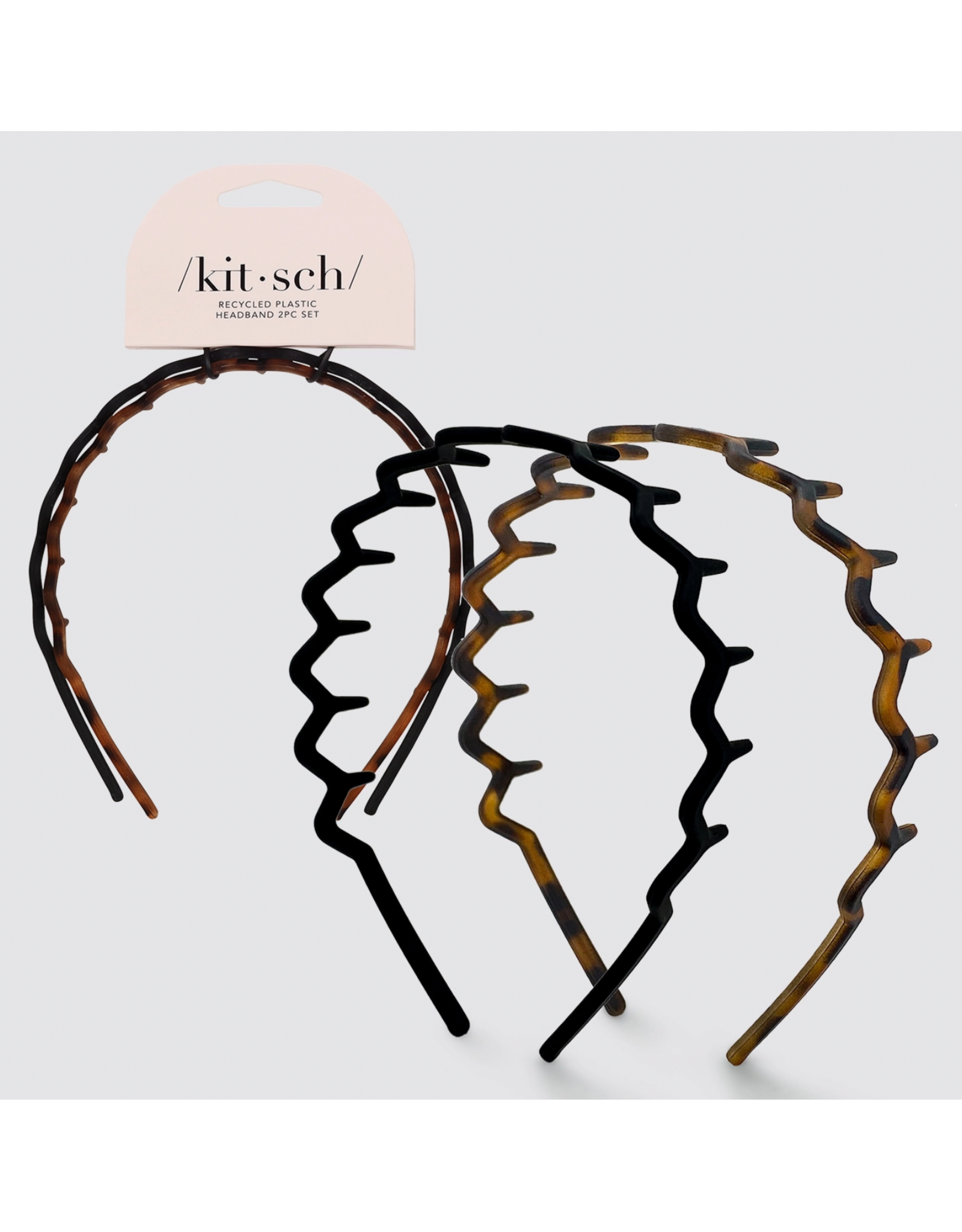 kitsch Kitsch - Zig Zag Headband 2pc (Black & Tortoise)