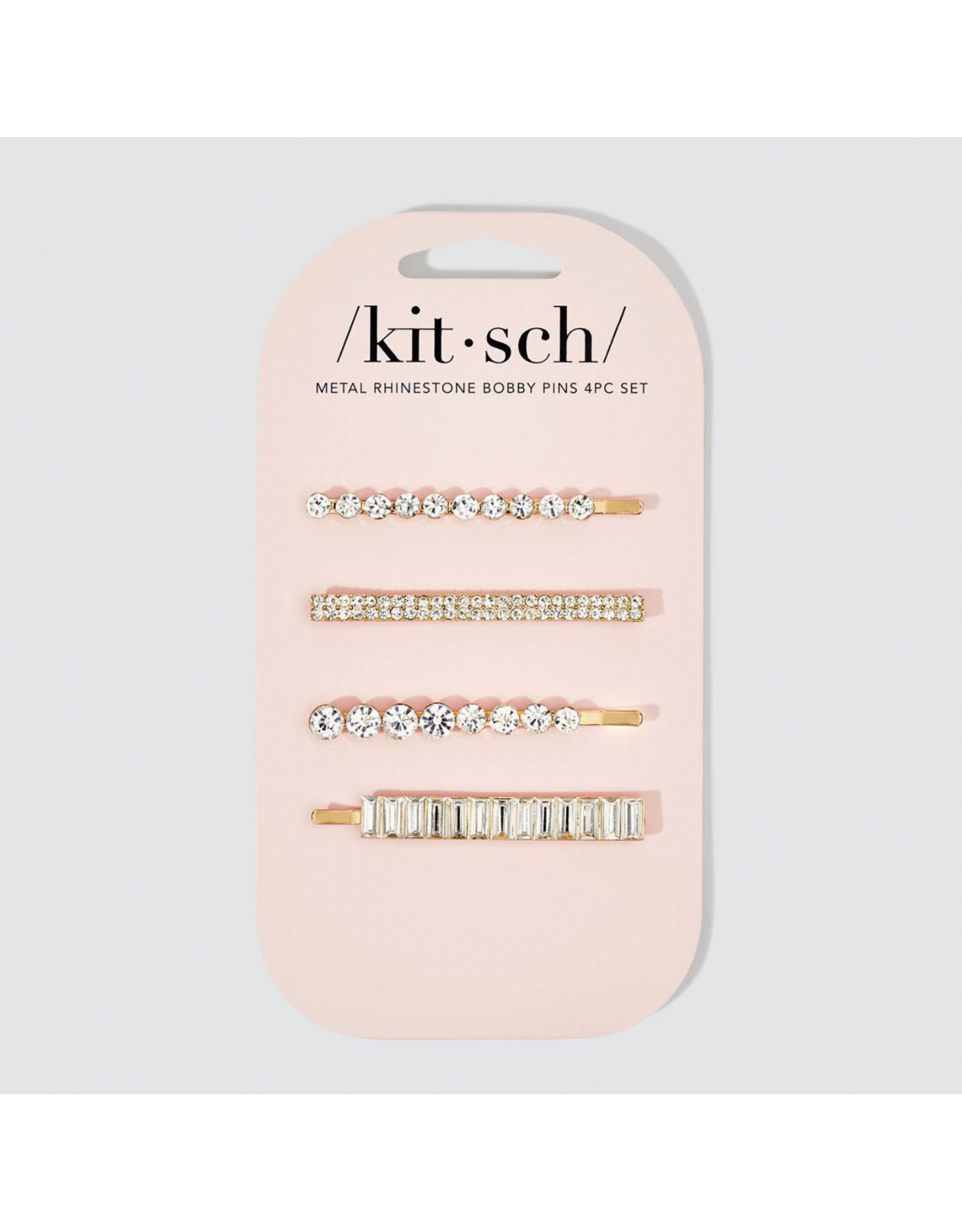 kitsch Kitsch - Metal Rhinestone Assorted Bobby Pins 4pc Set (Gold)
