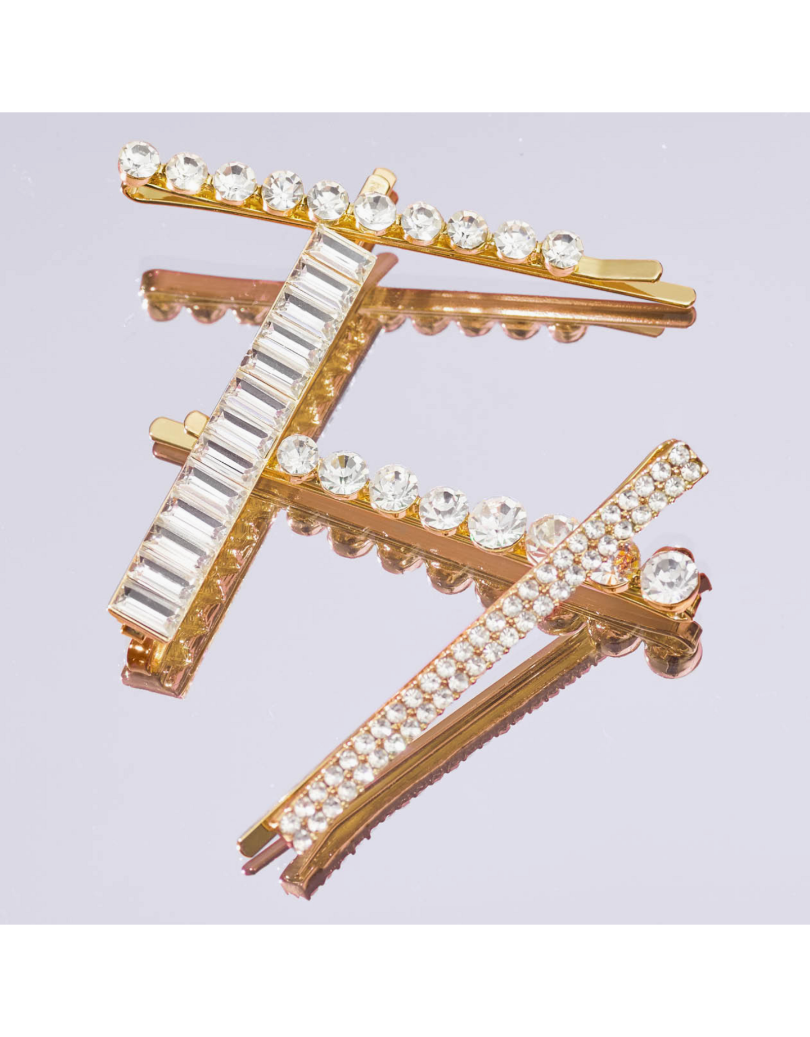kitsch Kitsch - Metal Rhinestone Assorted Bobby Pins 4pc Set (Gold)