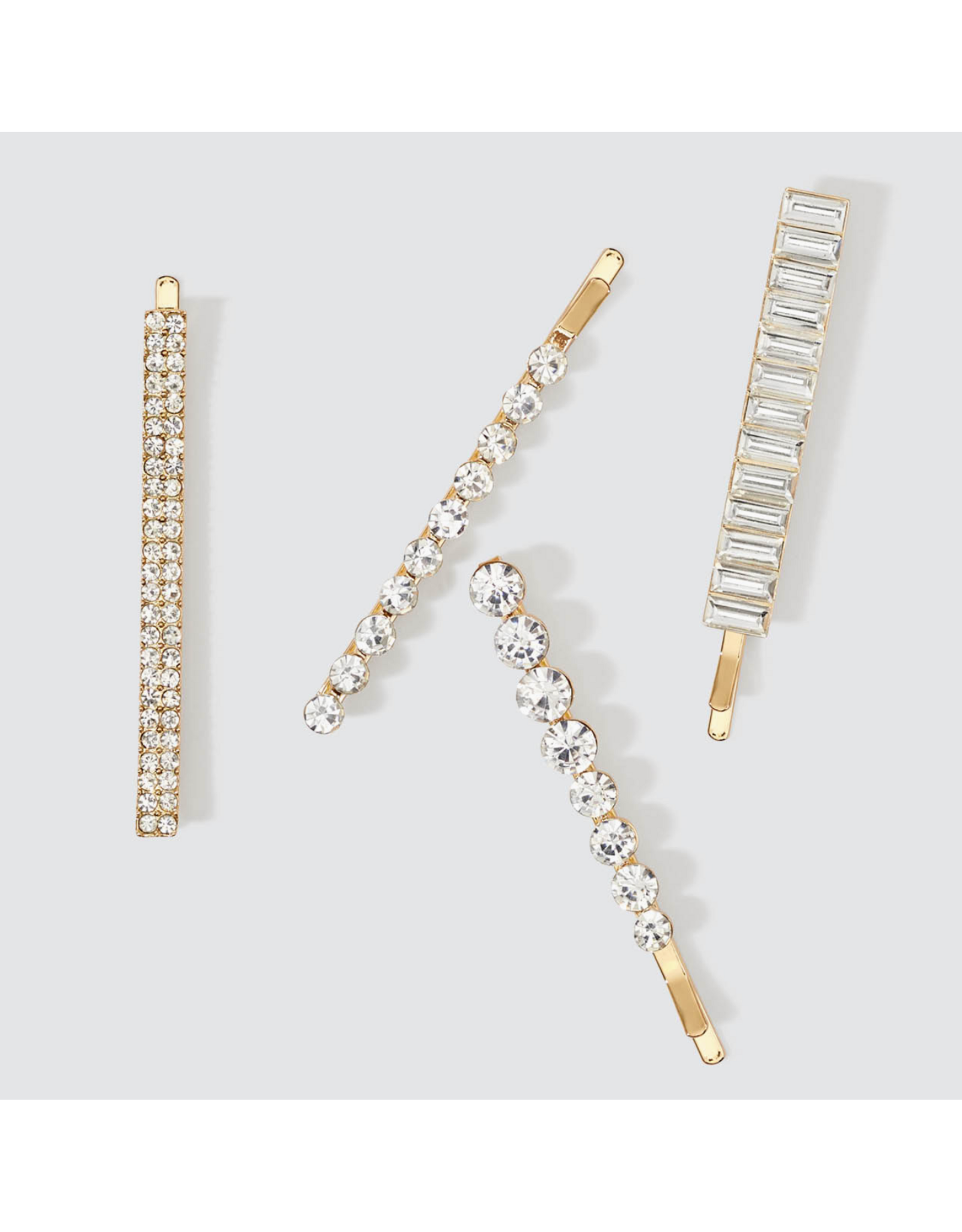 kitsch Kitsch - Metal Rhinestone Assorted Bobby Pins 4pc Set (Gold)