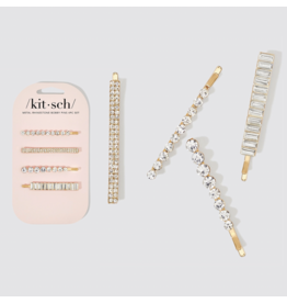 kitsch Kitsch - Metal Rhinestone Assorted Bobby Pins 4pc Set (Gold)