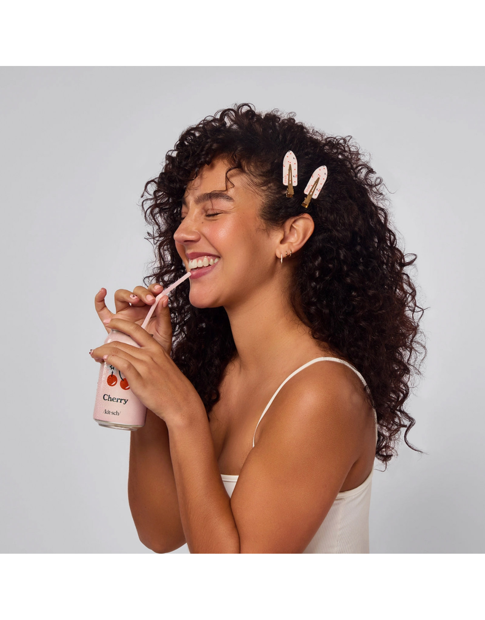 kitsch Kitsch - Recycled Plastic Creaseless Clips 4pc Set (Cherry Print)