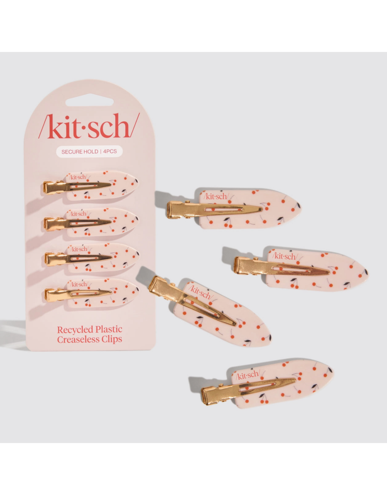 kitsch Kitsch - Recycled Plastic Creaseless Clips 4pc Set (Cherry Print)