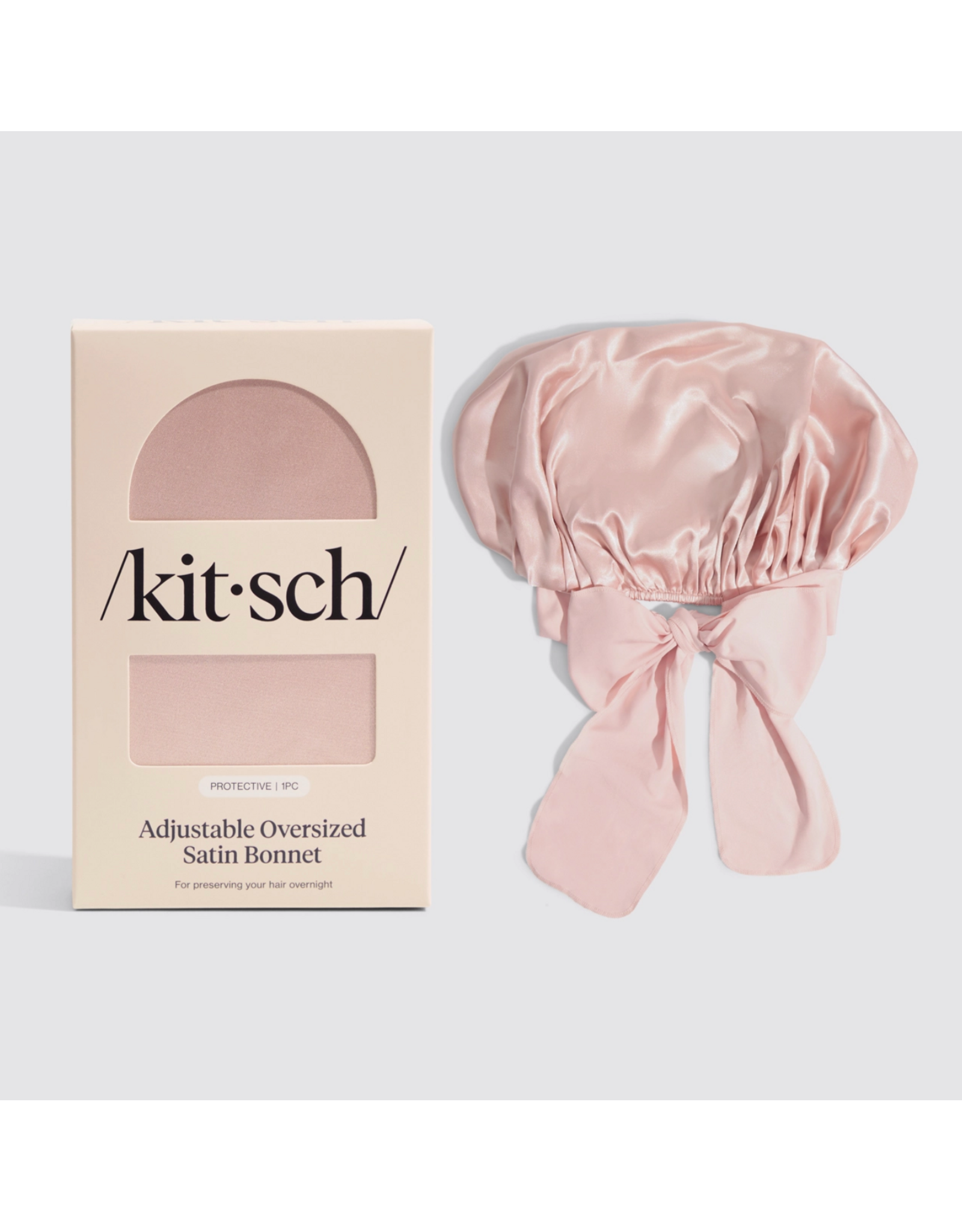 kitsch Kitsch - Adjustable Oversized Satin Bonnet (Blush)