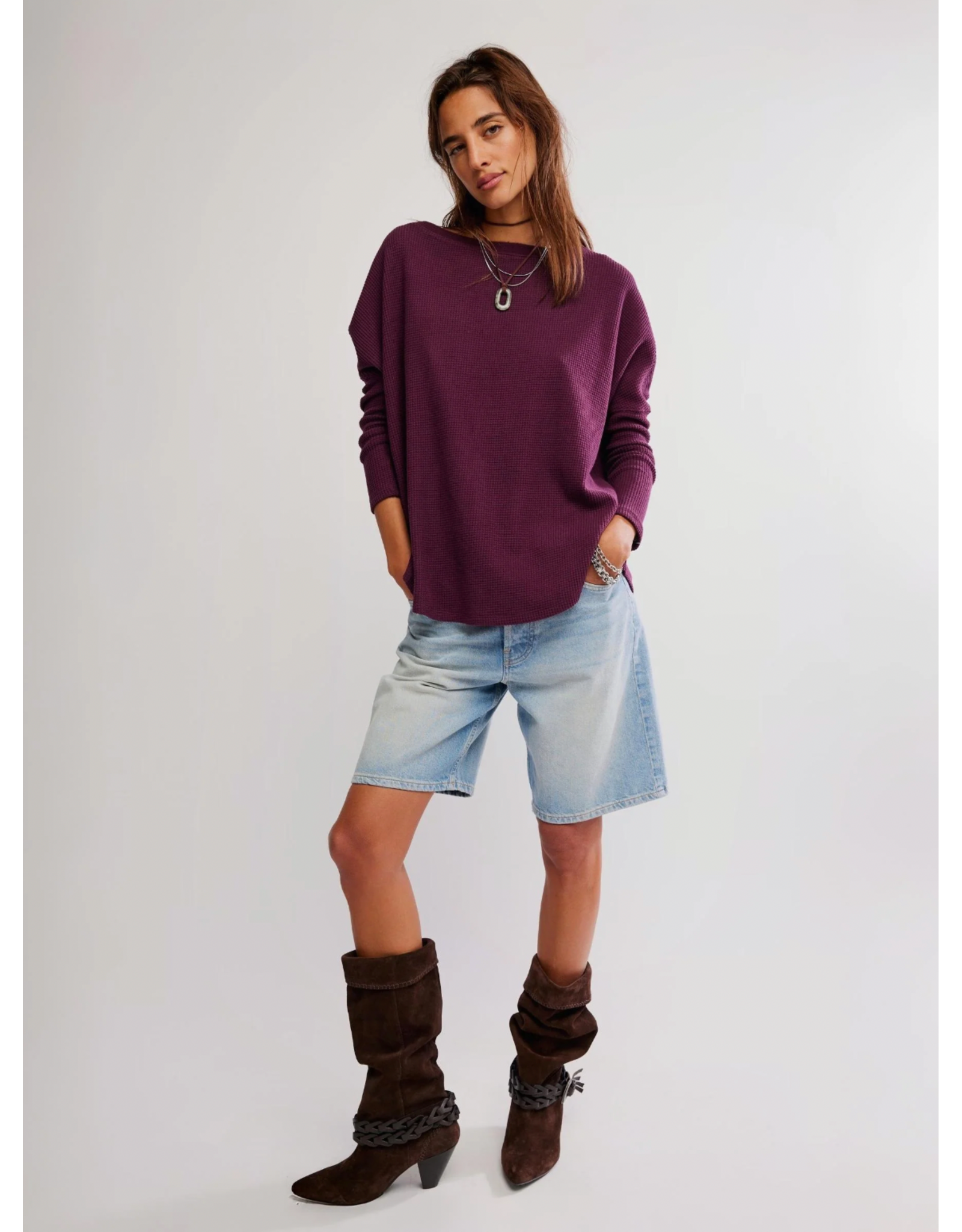 Free people Free People -   We The Free Latte Blues Solid Thermal (Chocolate Grape)