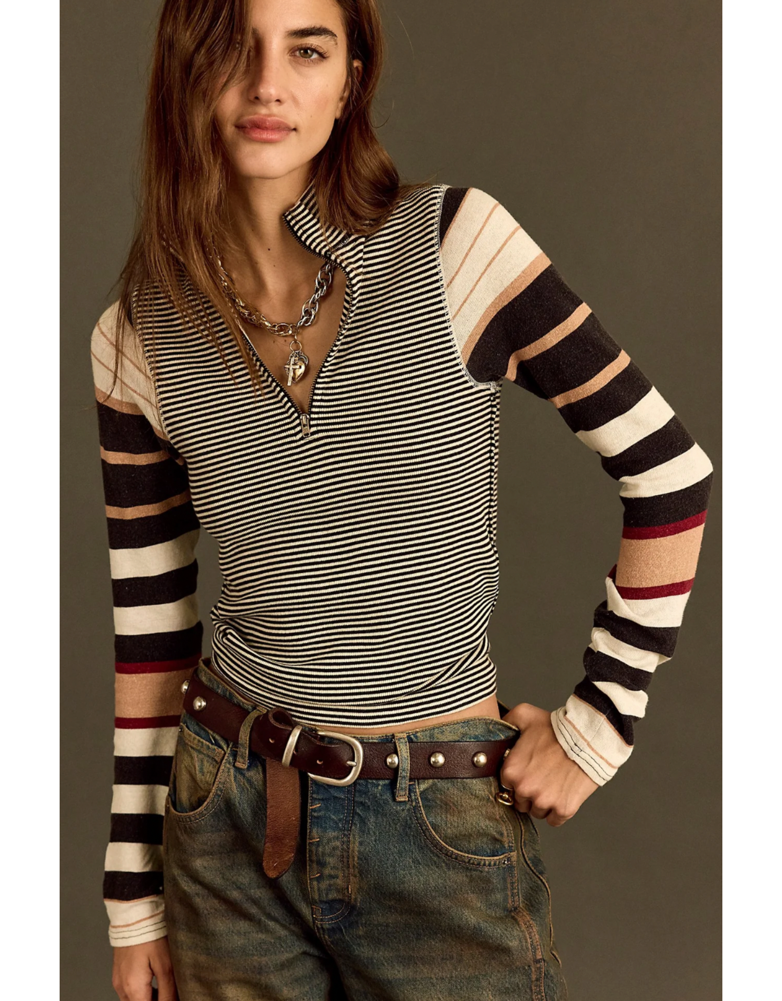 Free people Free People - Avery Zip Up (Black Combo)