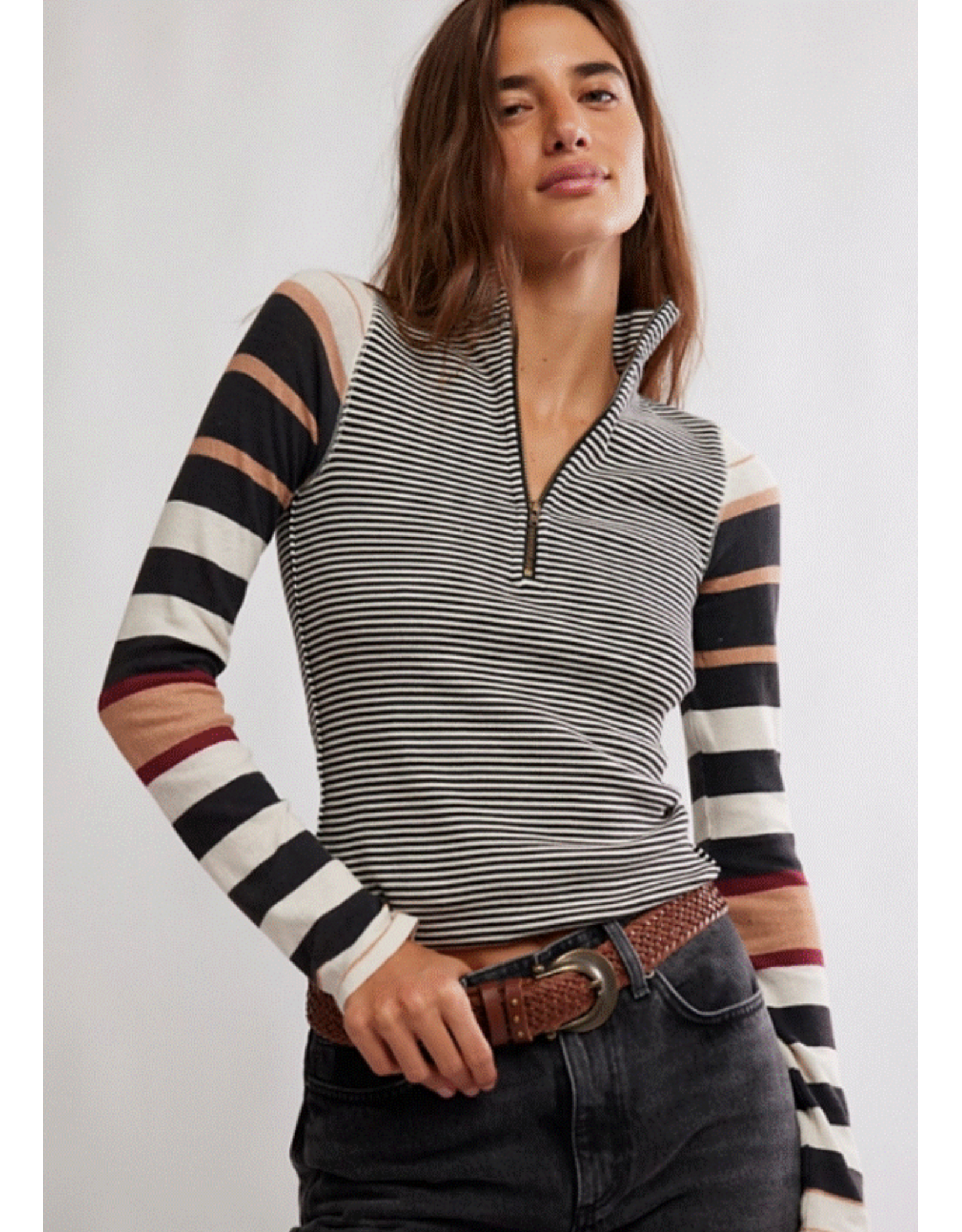 Free people Free People - Avery Zip Up (Black Combo)