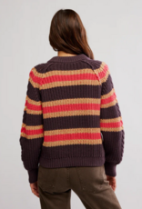 Free people Free People -  Frankie Striped Cable Knit Sweater (Chocolate Combo)