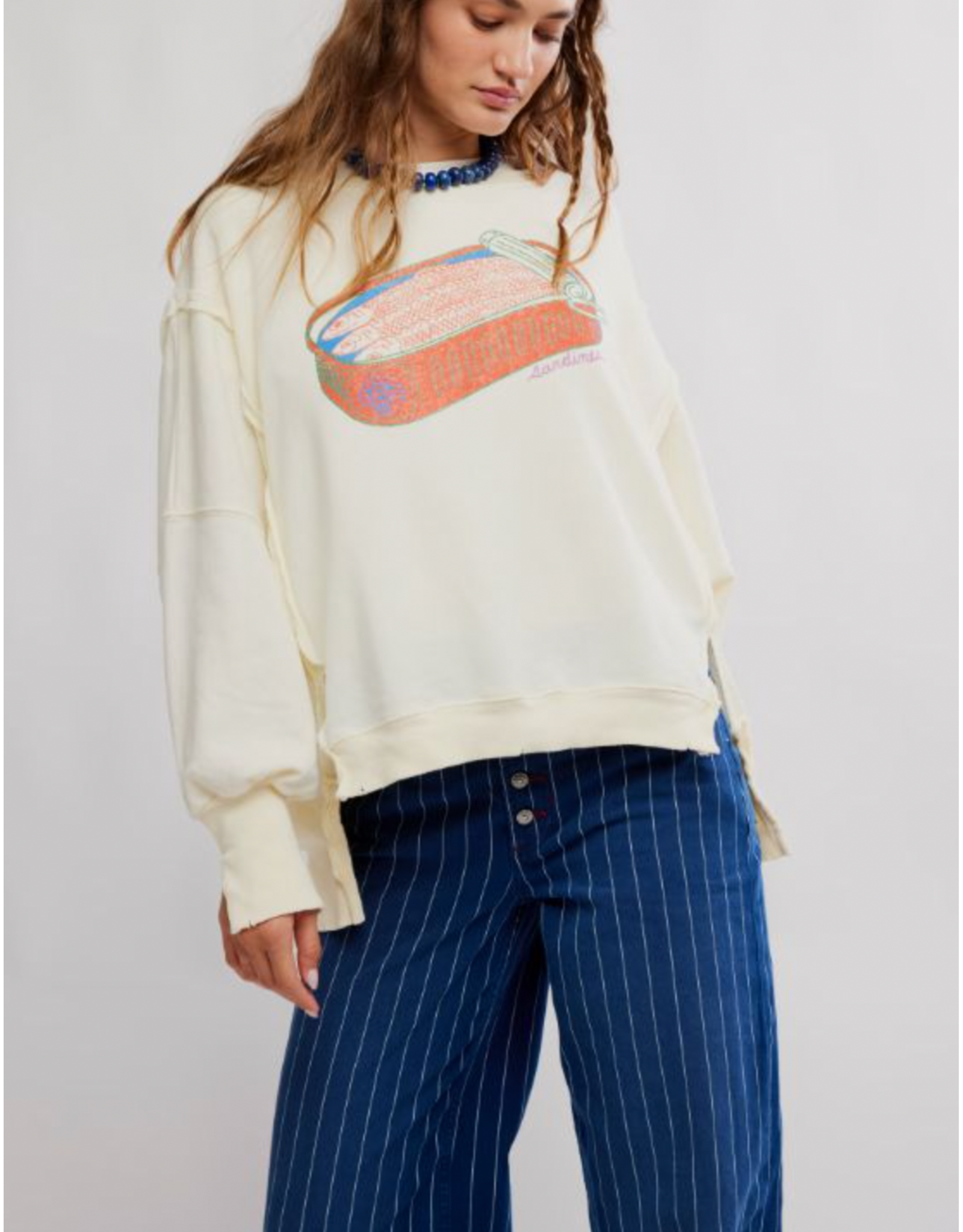 Free people Free People - Graphic Camden Pullover (Sardine Combo)