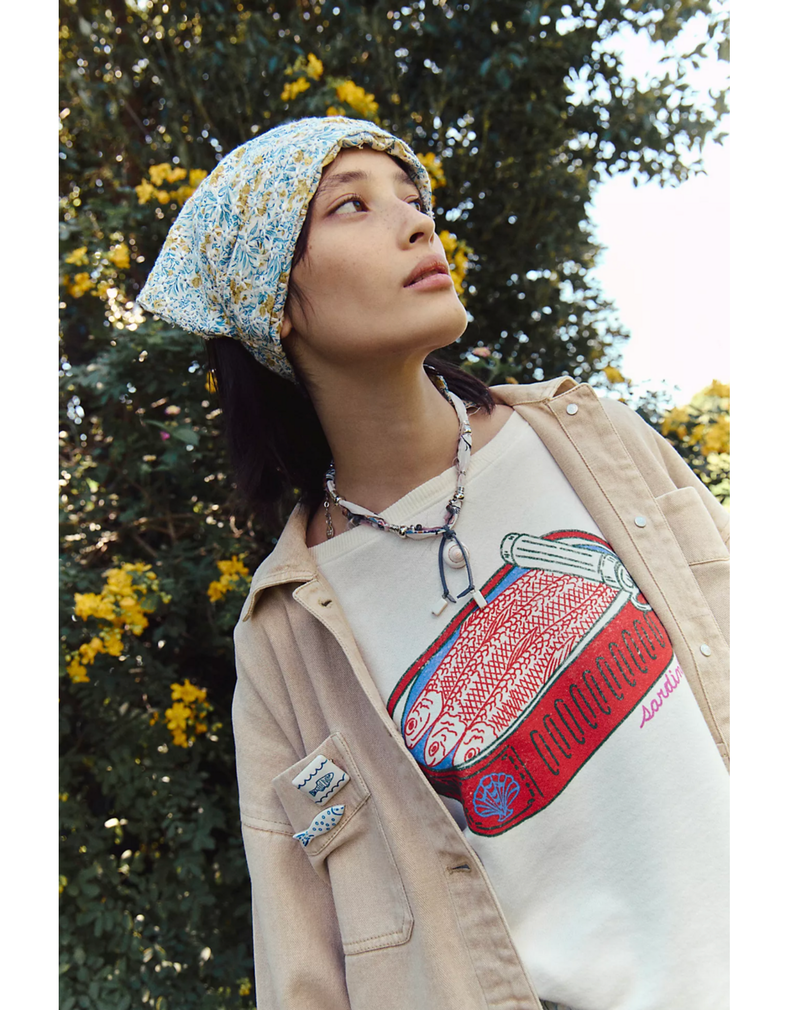 Free people Free People - Graphic Camden Pullover (Sardine Combo)