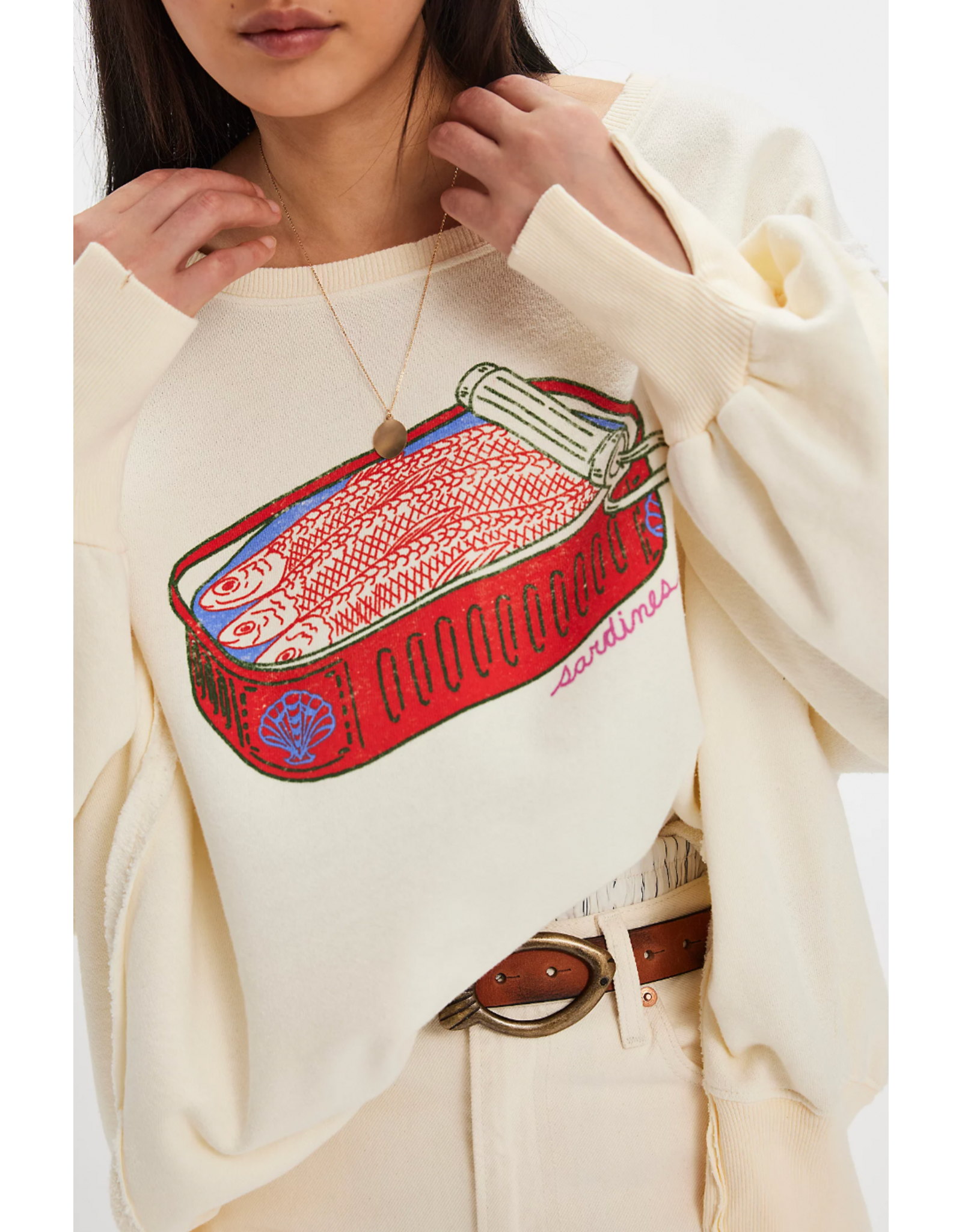 Free people Free People - Graphic Camden Pullover (Sardine Combo)